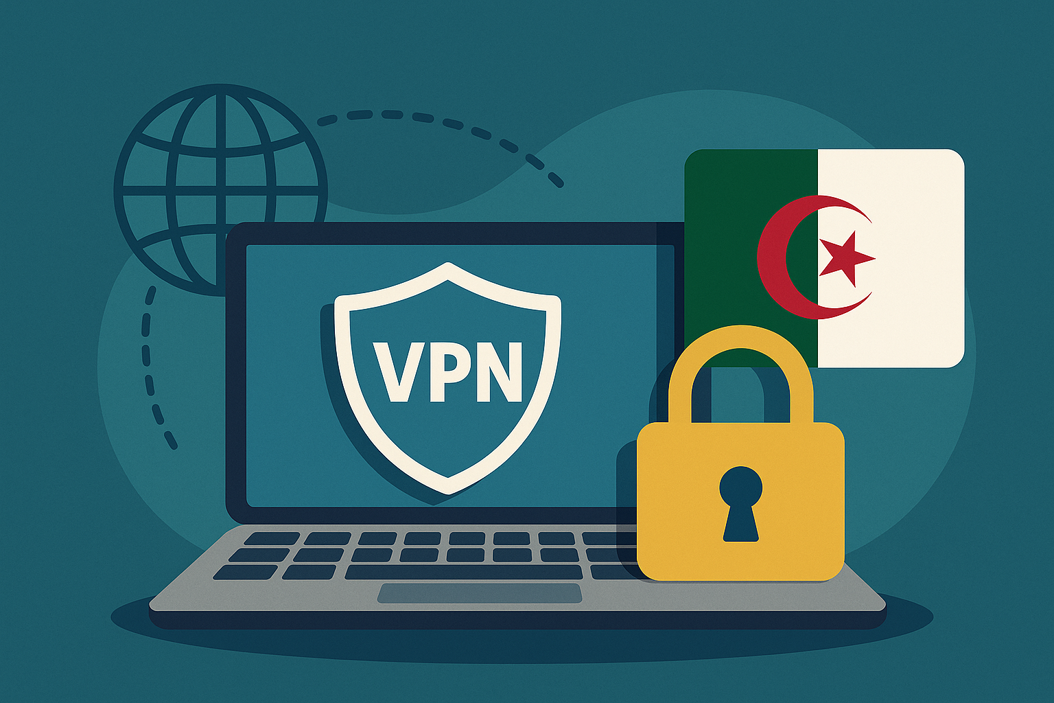 Best VPN for Algeria – Encrypted Browsing and Censorship Bypass Best VPN for Algeria – VPN shield, Algerian flag and secure access